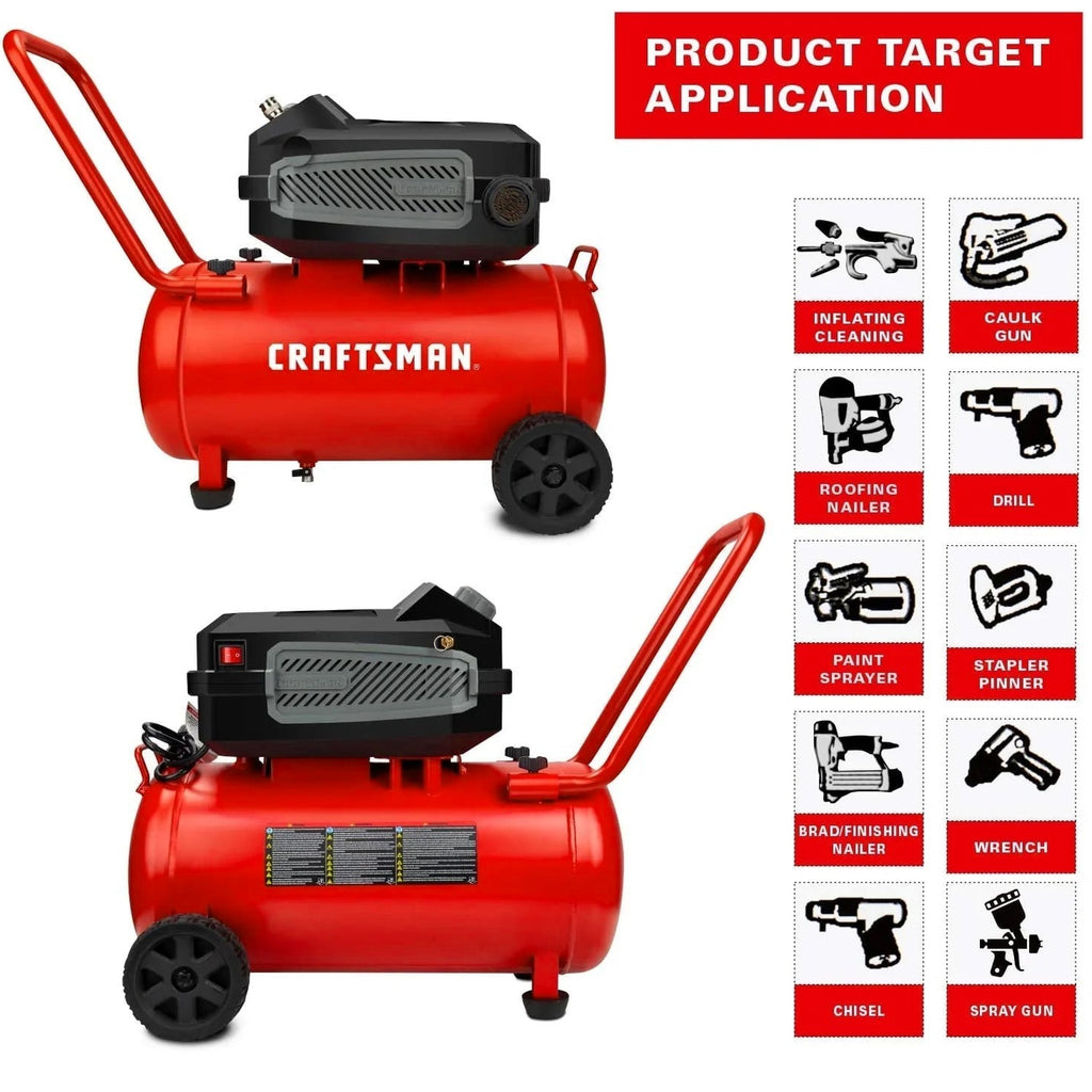 CRAFTSMAN Hard Air Compressor, 10 Gallon, 1.8 HP, 175 PSI, 4.0 CFM @ 90 PSI - CMXECXA0201041