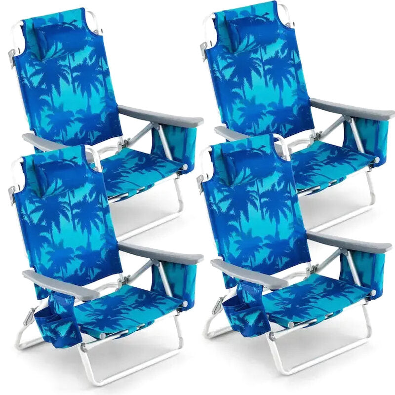 CraftPorch 4-Pack Folding Beach Chairs With 5-Position Recline