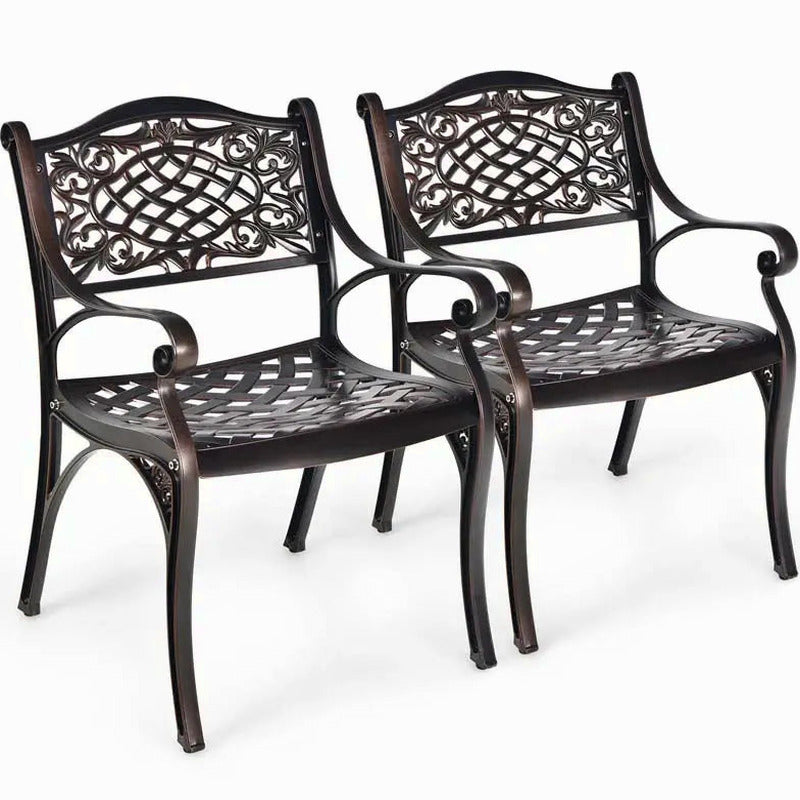 All-Weather Cast Aluminum Outdoor Dining Chairs, Set Of 2 - 23 in x 22 in x 32.5 in