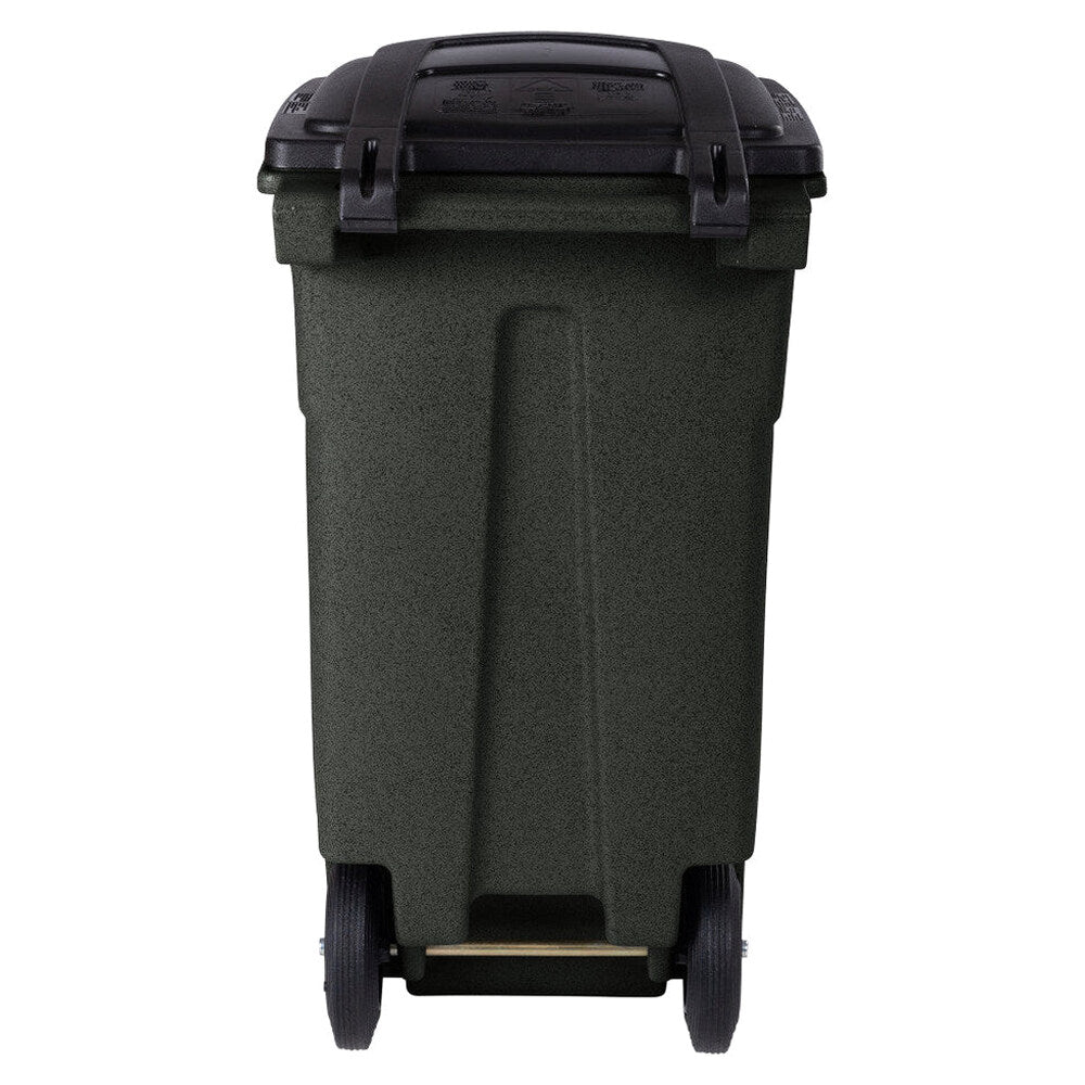 Toter 32 Gallon Greenstone Trash Can With Quiet Wheels And Attached Lid, 24.25 in D x 19.75 in W x 37.5 in H - ANA32-55410