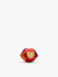 Red Enamel Lips Mini Charm - Gold