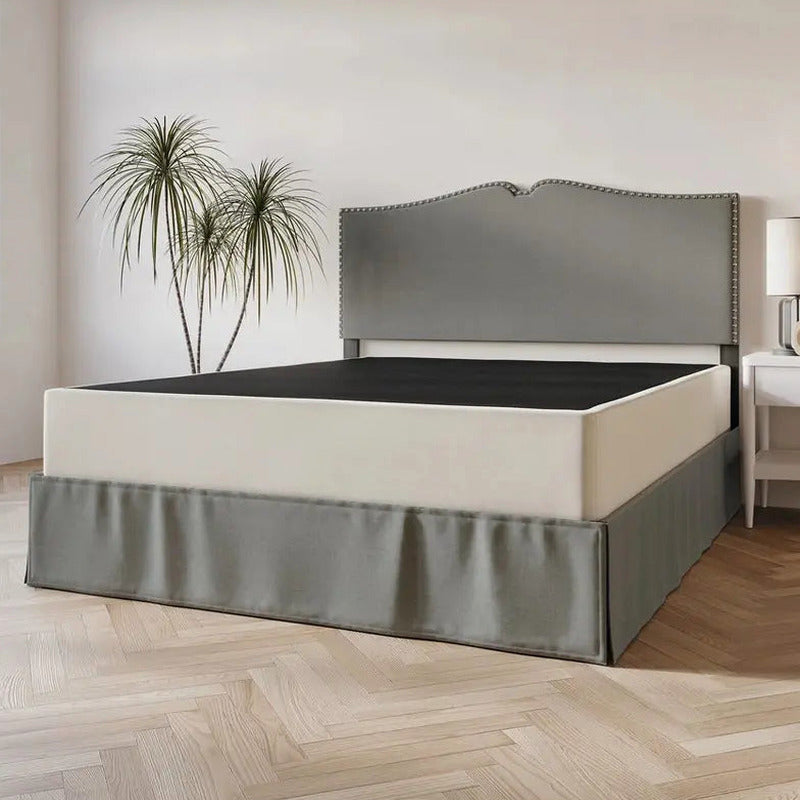 CraftPorch Solid Wood Box Spring Foundation, 8-Inch Low-Profile Base With 10 Wooden Slats, Warm Grey