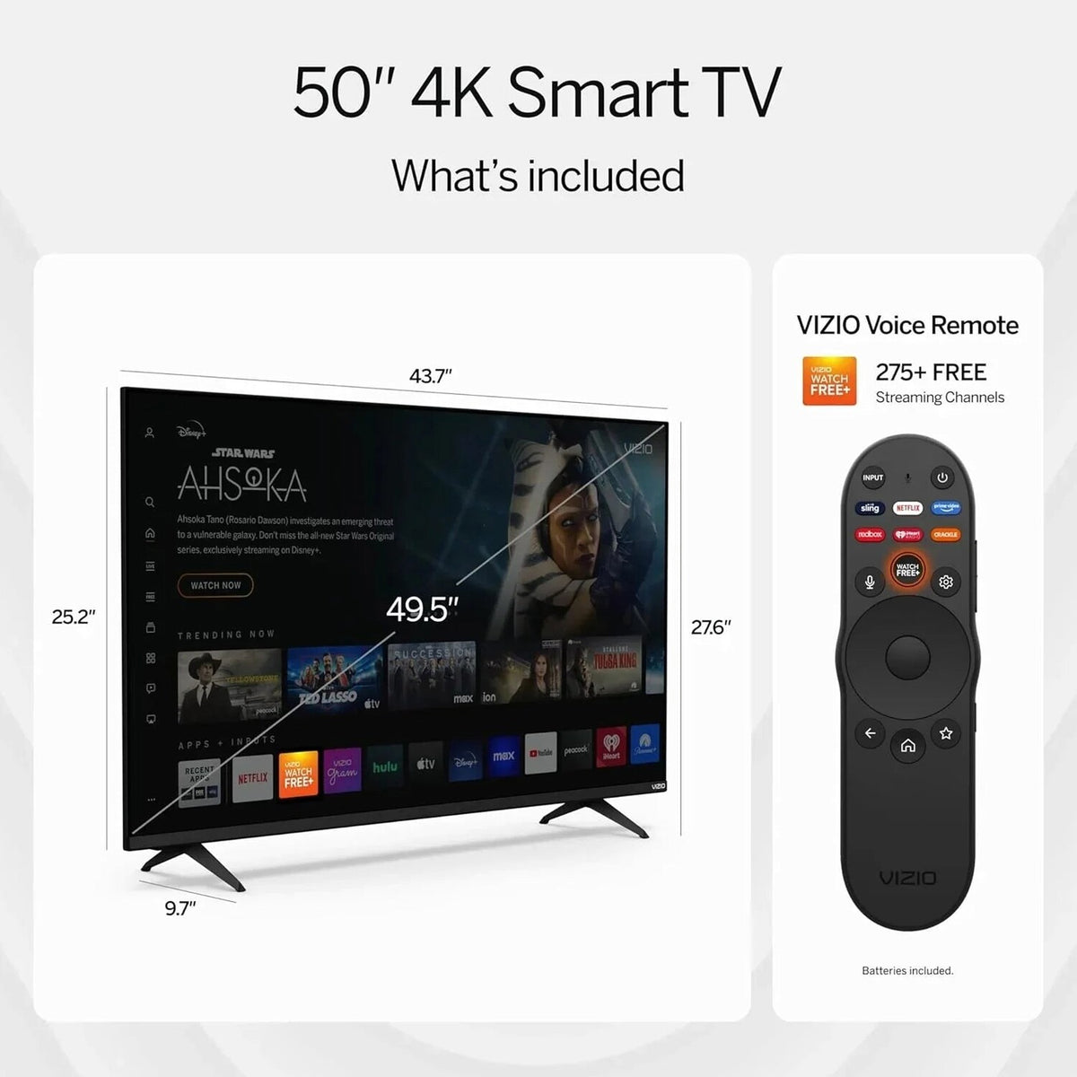VIZIO 50 in 4K HDR Smart TV, Black - V4K50M-08