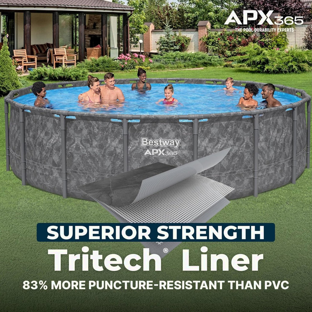 Bestway Above Ground Pool Set, 18 ft x 52 in, Dark Marble - APX 365