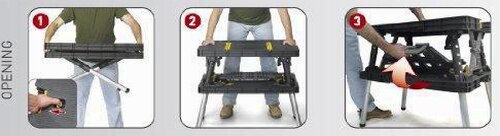 Keter Folding Work Table, 1000 lbs Capacity, Two 12 in Clamps, Black/Yellow - 197283