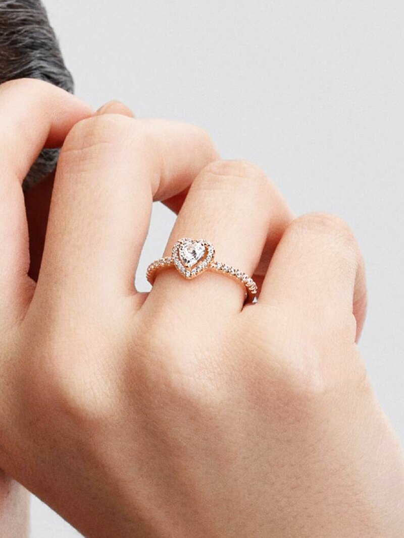 Rose Gold-Plated Heart Halo Ring