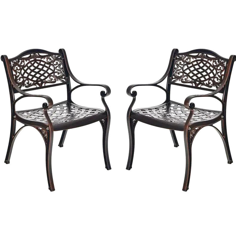 All-Weather Cast Aluminum Outdoor Dining Chairs, Set Of 2 - 23 in x 22 in x 32.5 in