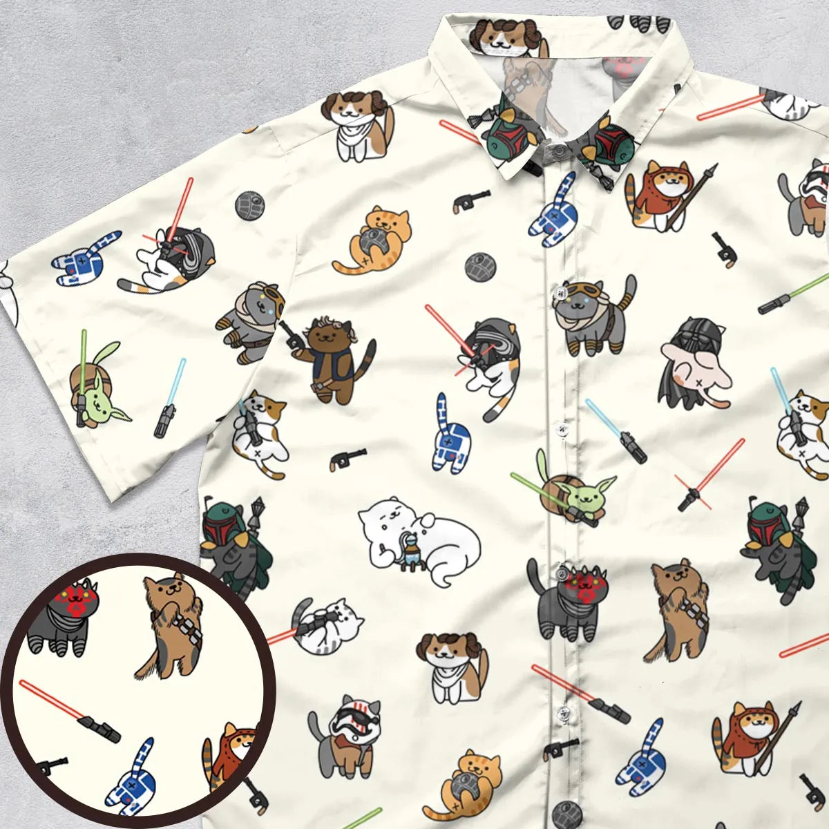Star Wars Characters as Cats Button Down Shirt