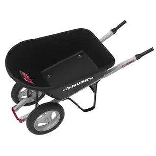 Husky 6 Cu. Ft. Poly Dual Wheel Wheelbarrow With Flat-Free Tires