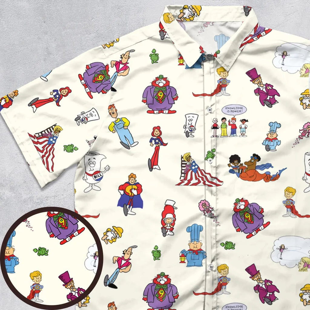 Schoolhouse Rock Characters Button Down Shirt