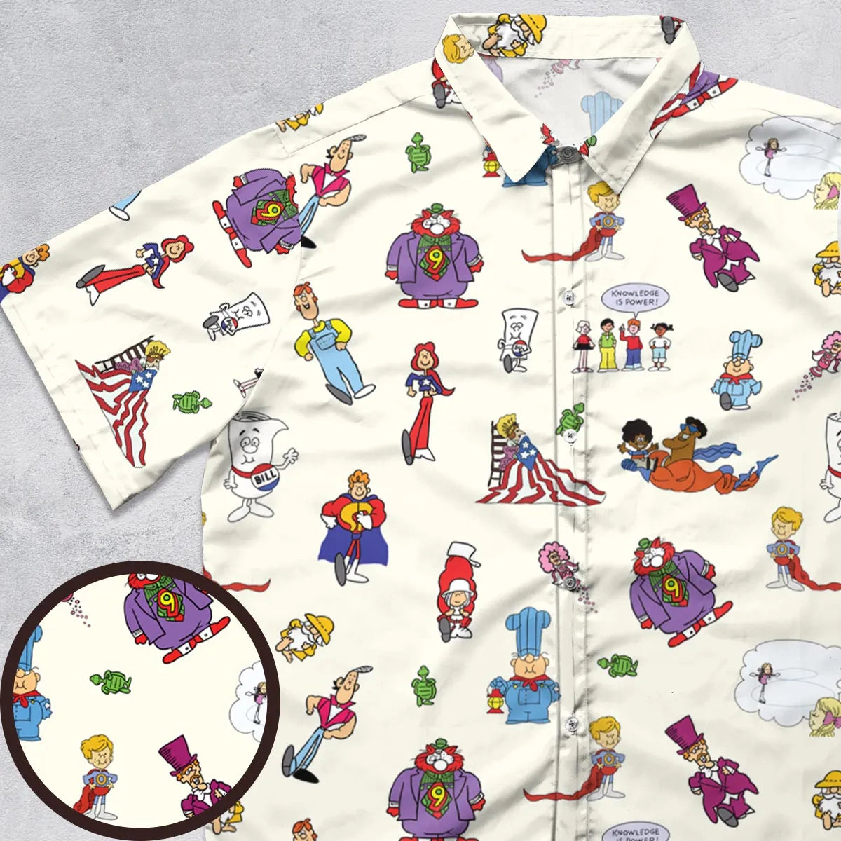 Schoolhouse Rock Characters Button Down Shirt