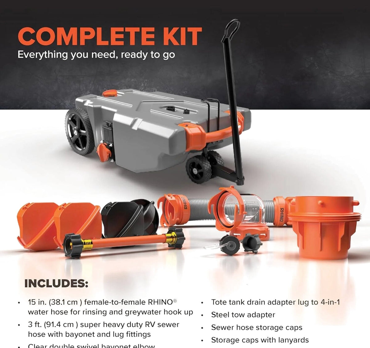 Camco Rhino 36-Gallon Portable RV Tote Tank With 2 Wheels - 39006