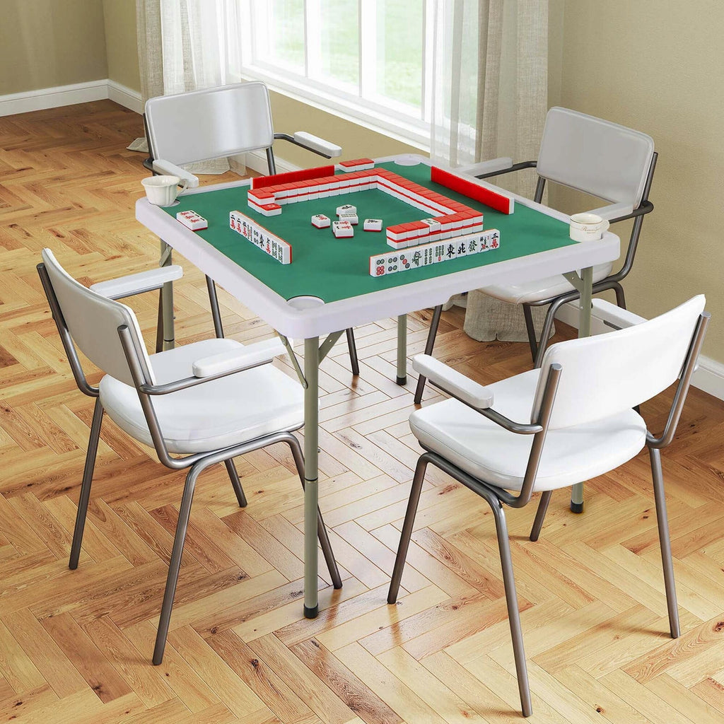 Costway Folding Mahjong Table With Cup Holders, Felt Mat And Carrying Handle - 35in x 35in x 29in