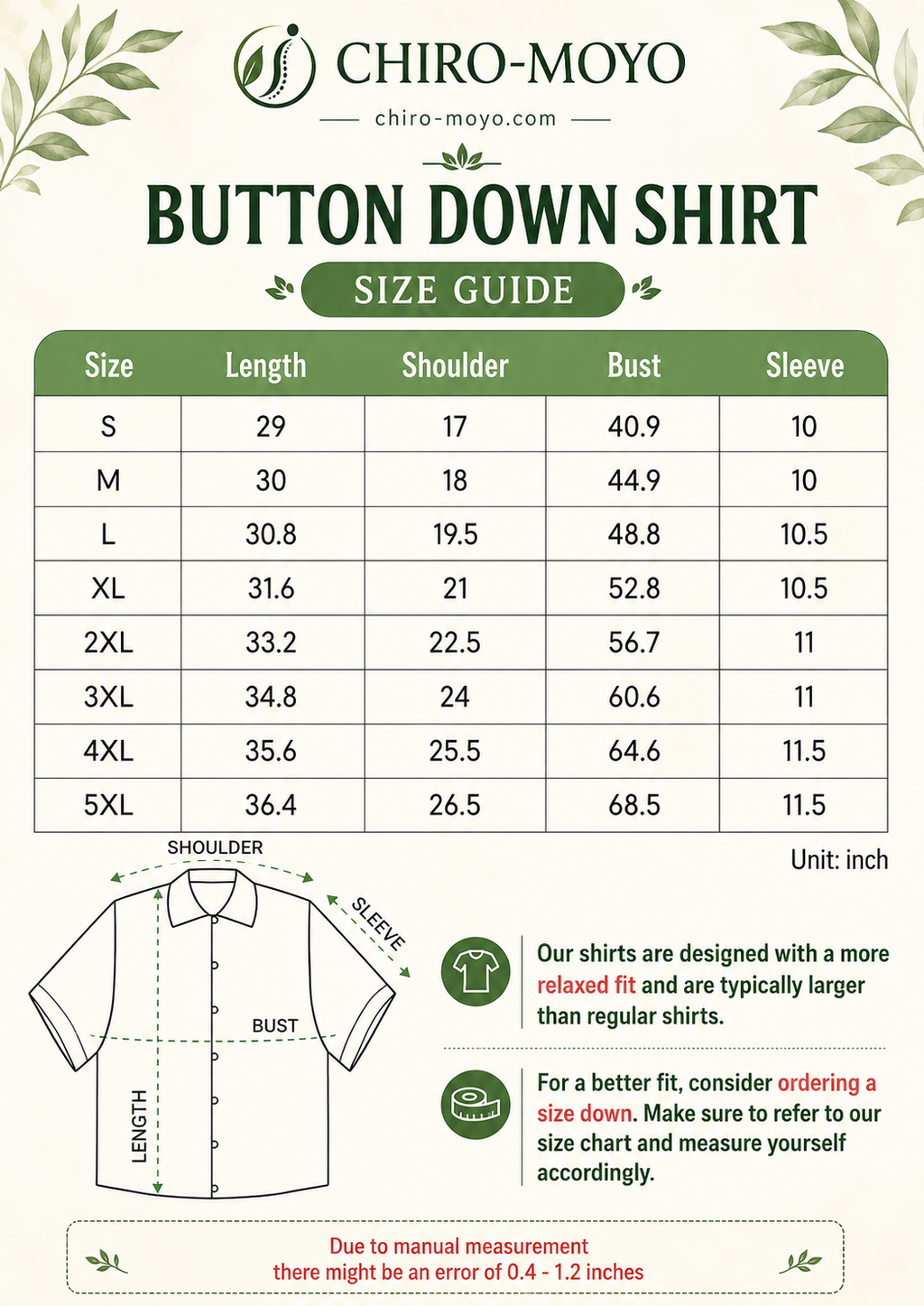 Size chart