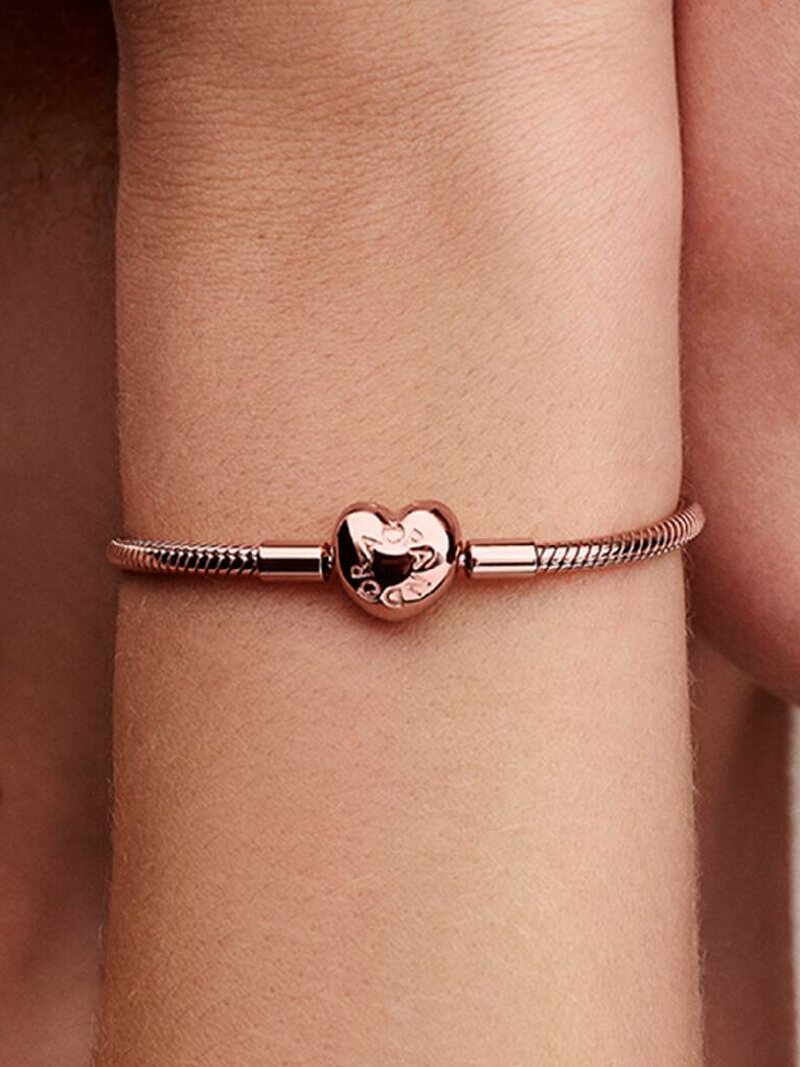 Rose Gold-Plated Heart Clasp Chain Bracelet