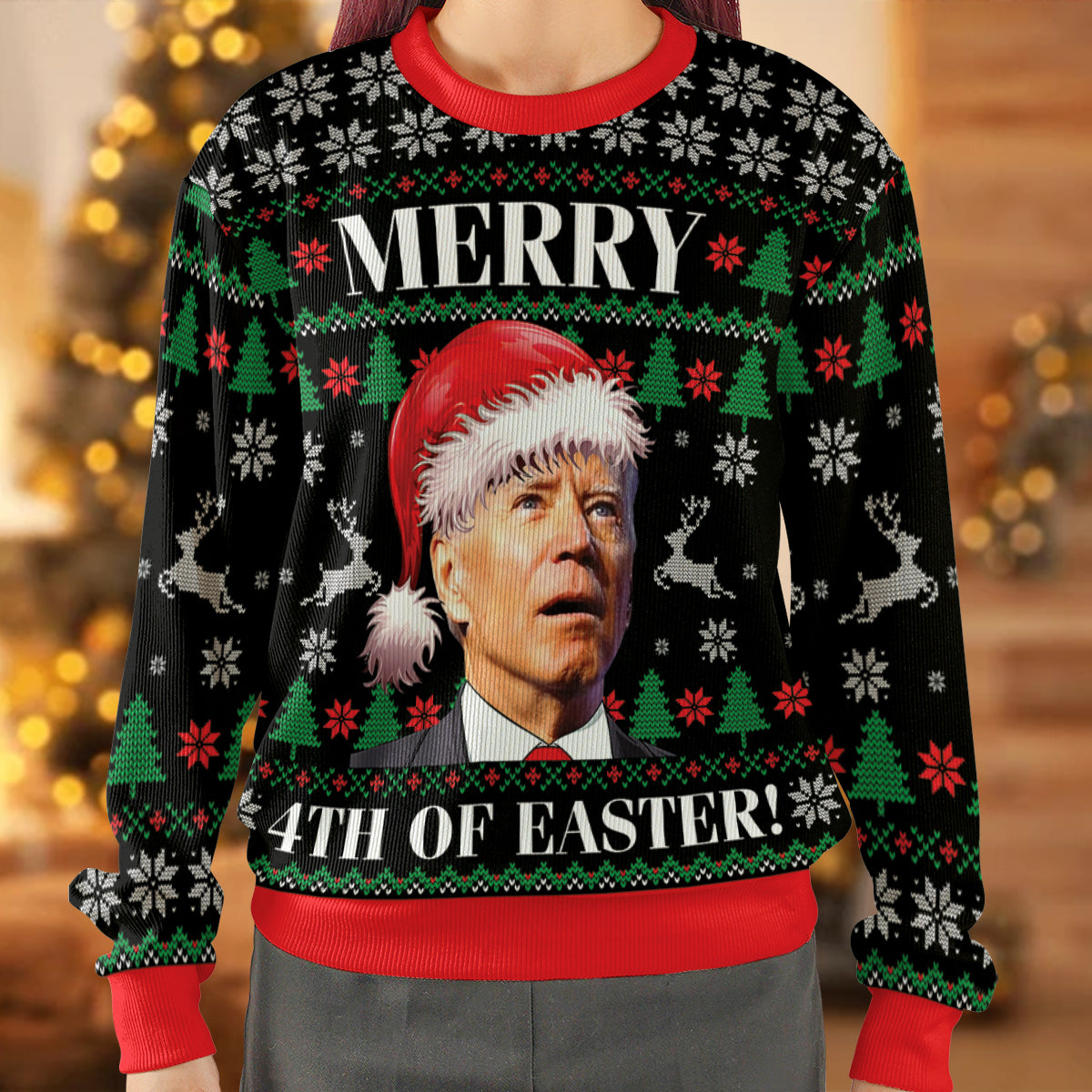 Santa Merry 4th Of Easter Ugly Christmas Sweatshirt