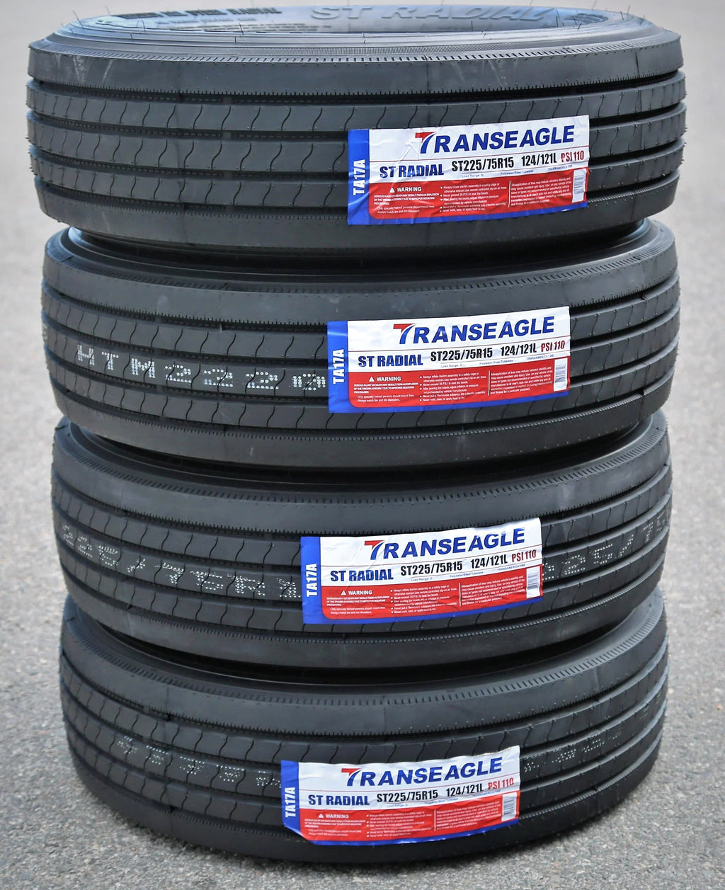 Transeagle All Steel ST Radial ST 225/75R15 Load G 14 Ply Trailer Tires - Set Of 4