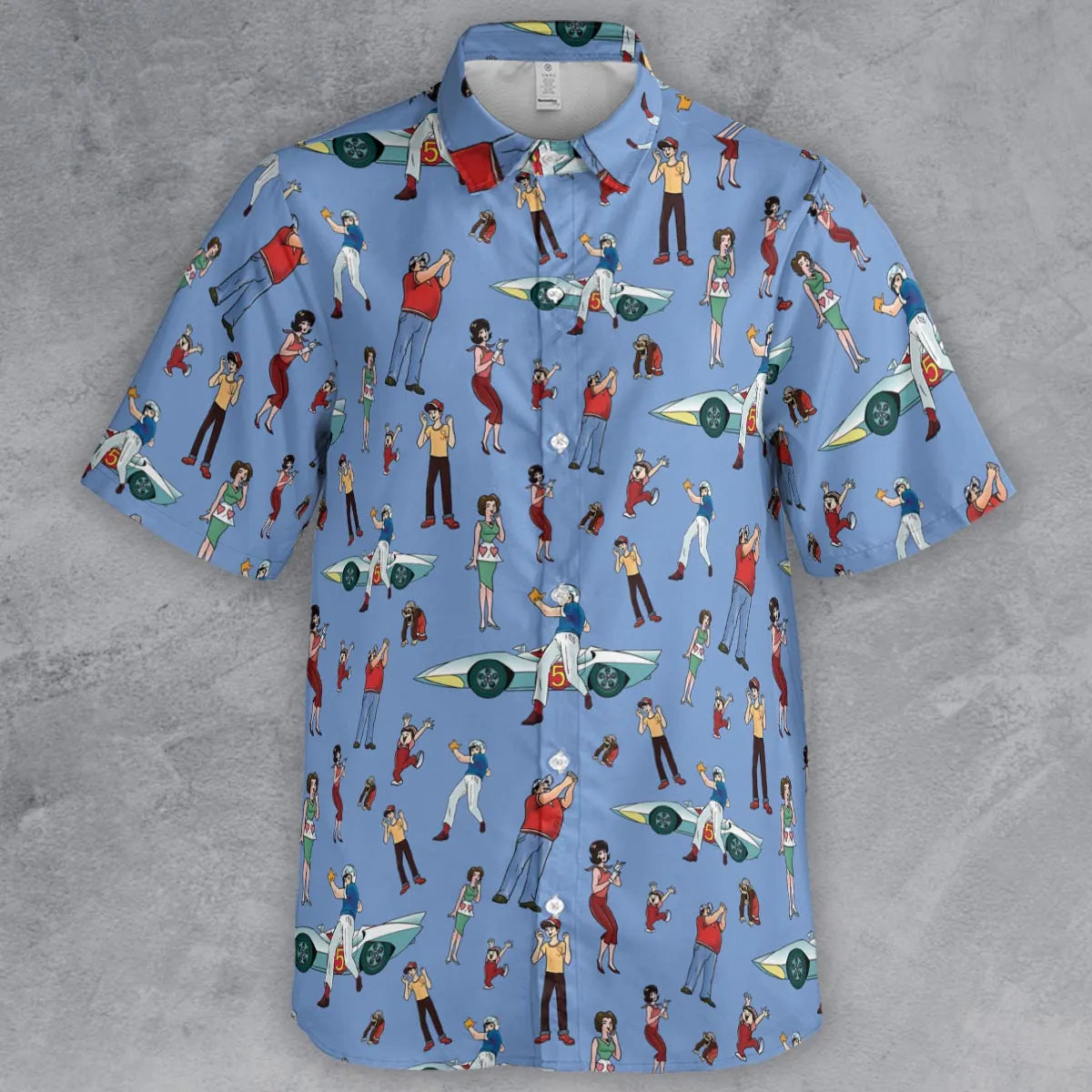 Speed Racer Characters Pattern Button Down Shirt