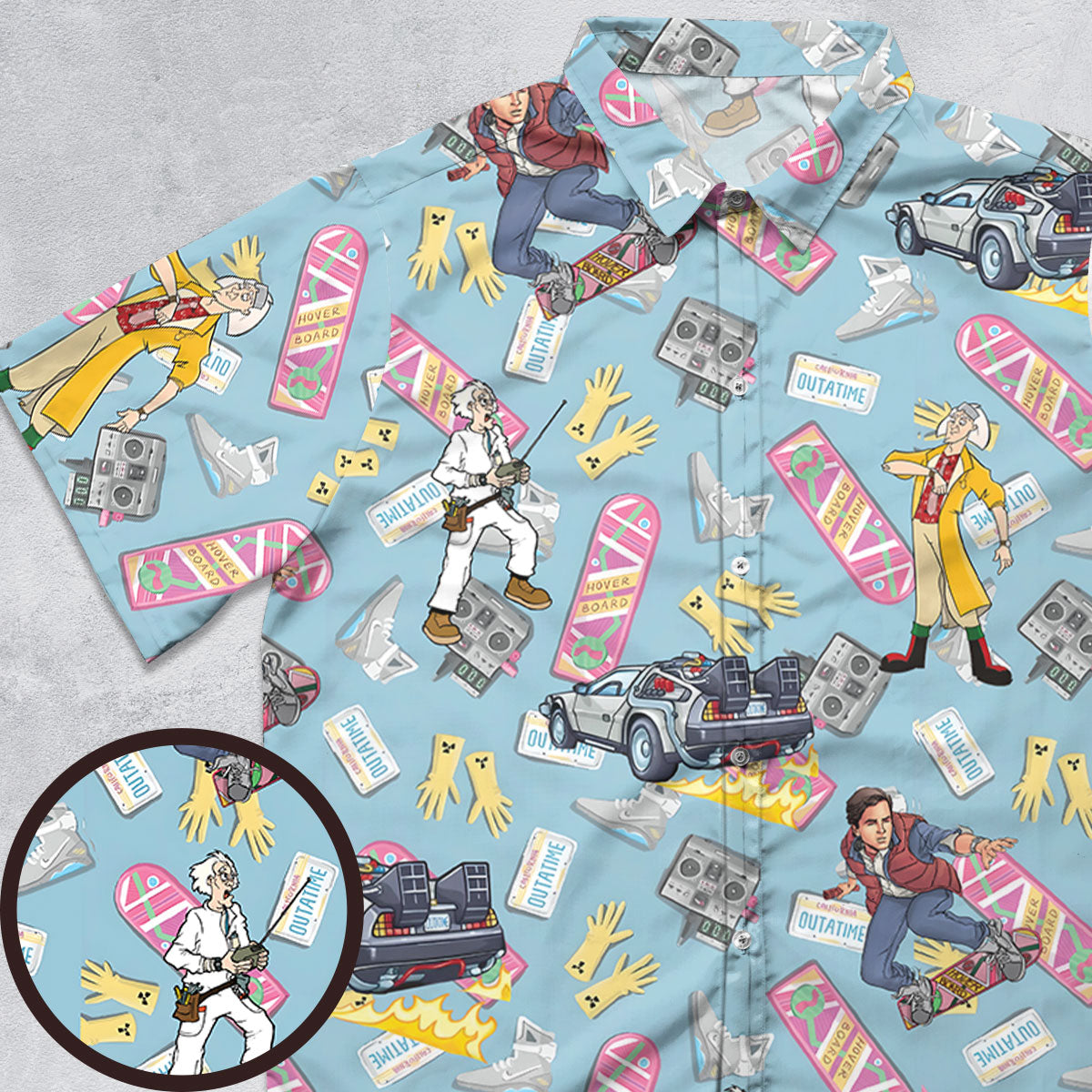 Marty McFly Dr. Emmett Brown Back To The Future Button Down Shirt