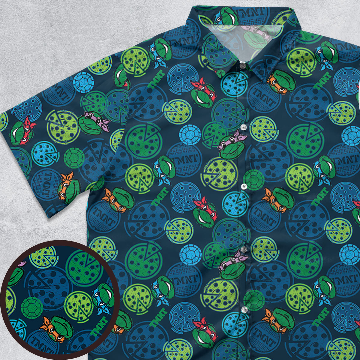 Teenage Mutant Ninja Turtles Pizza Button Down Shirt