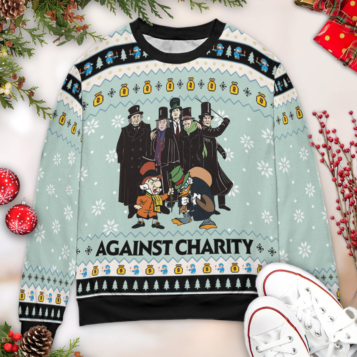 Against Charity  Ugly Christmas Sweatshirt