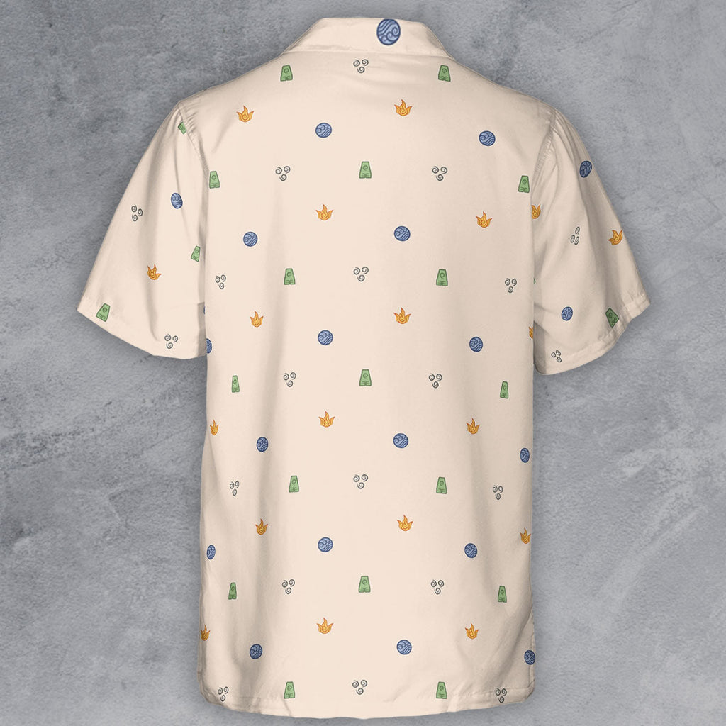 Avatar The Last Airbender Four Elements Pattern Button Down Shirt