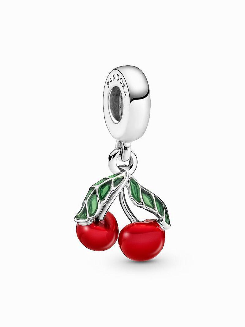 Red Cherry Dangle Charm Bracelet Set