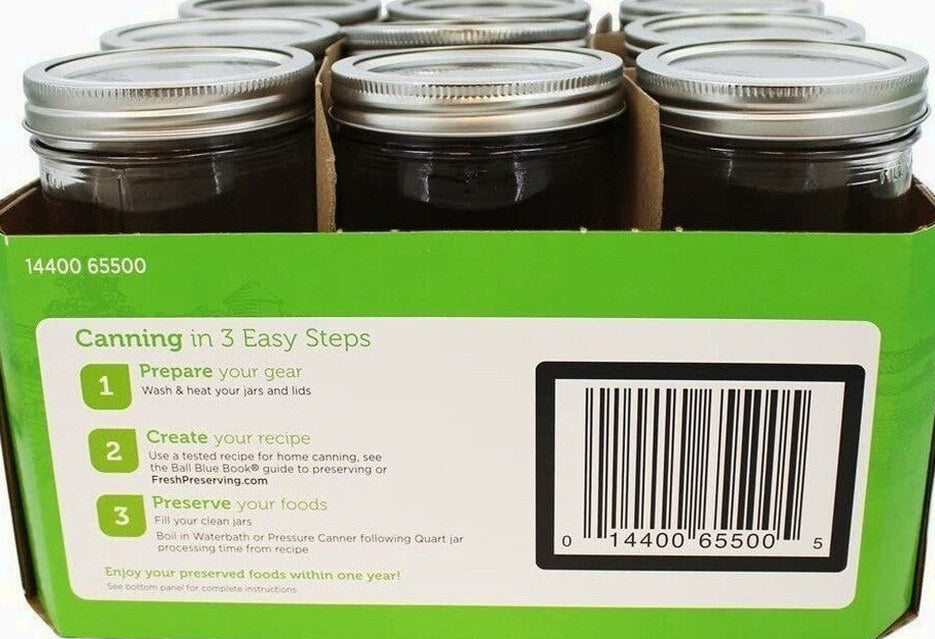 Ball Wide Mouth Glass Mason Canning Jars With Lids, 24 Oz, 9 Pack