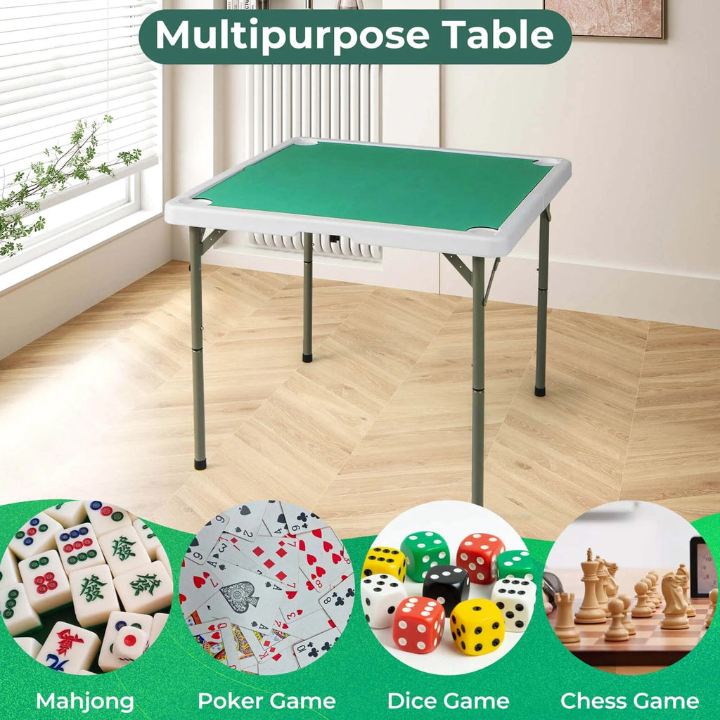 Costway Folding Mahjong Table With Cup Holders, Felt Mat And Carrying Handle - 35in x 35in x 29in