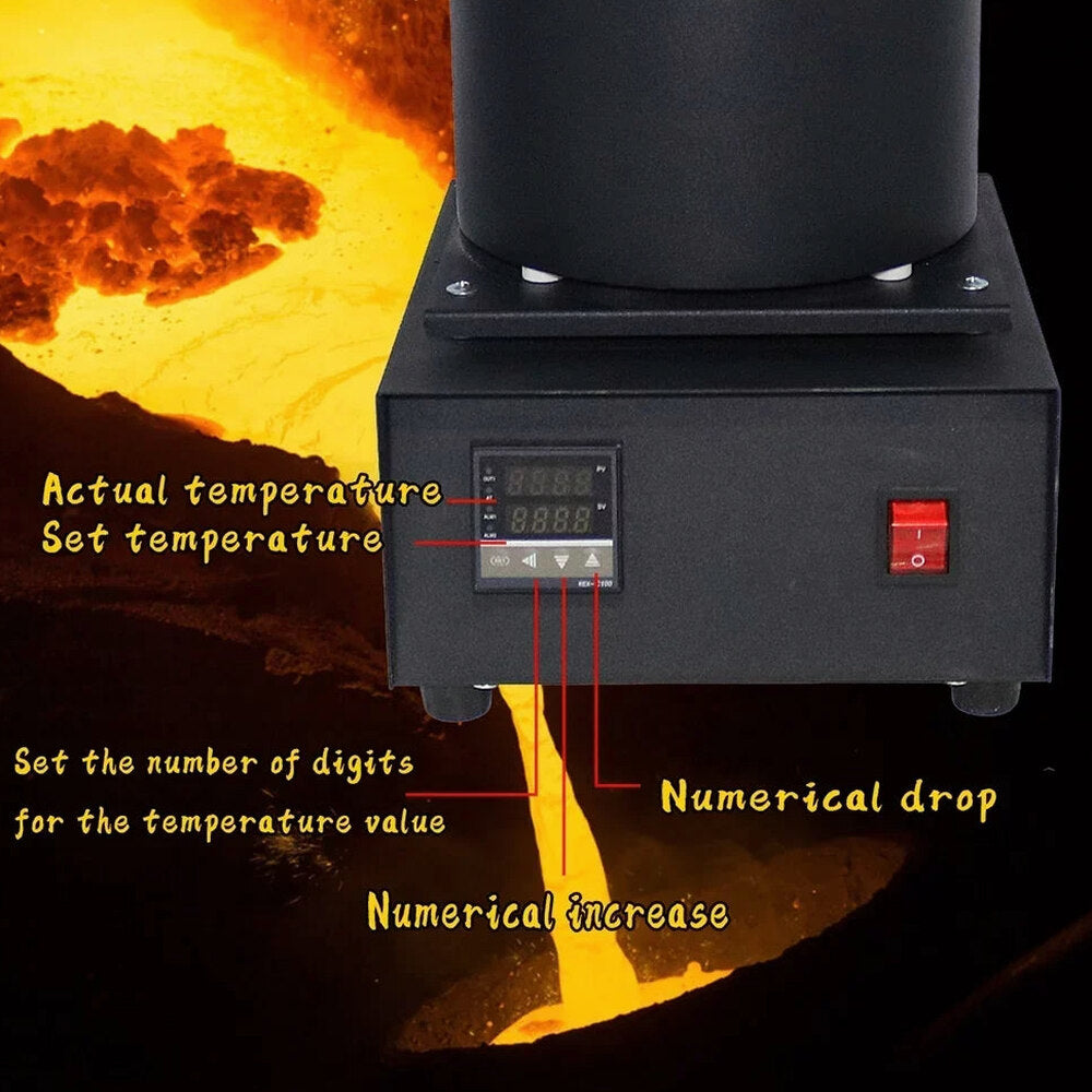 SHANGNIULU Digital Gold Melting Furnace, 2KG, 1400W, 110V With Graphite Crucible