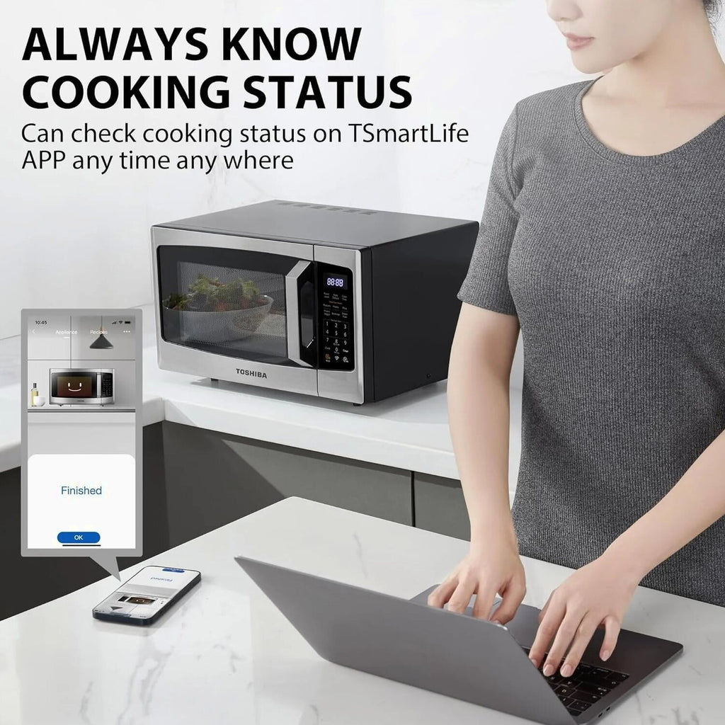 TOSHIBA 4-in-1 Countertop Microwave Oven, 1.5 Cu Ft, 1000W, Silver - ML-EC42P(SS)
