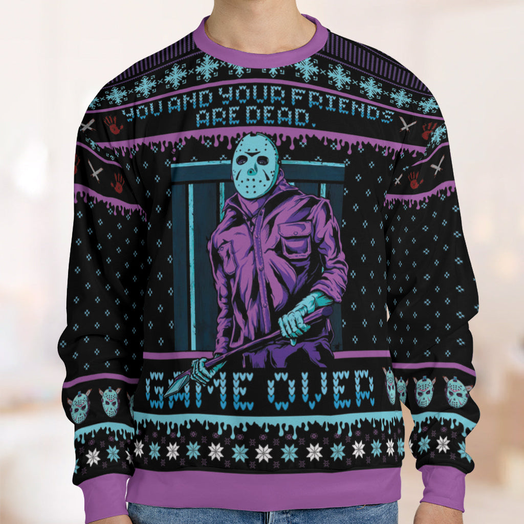 Game Over Friday the 13th Ugly Christmas Sweatshirt