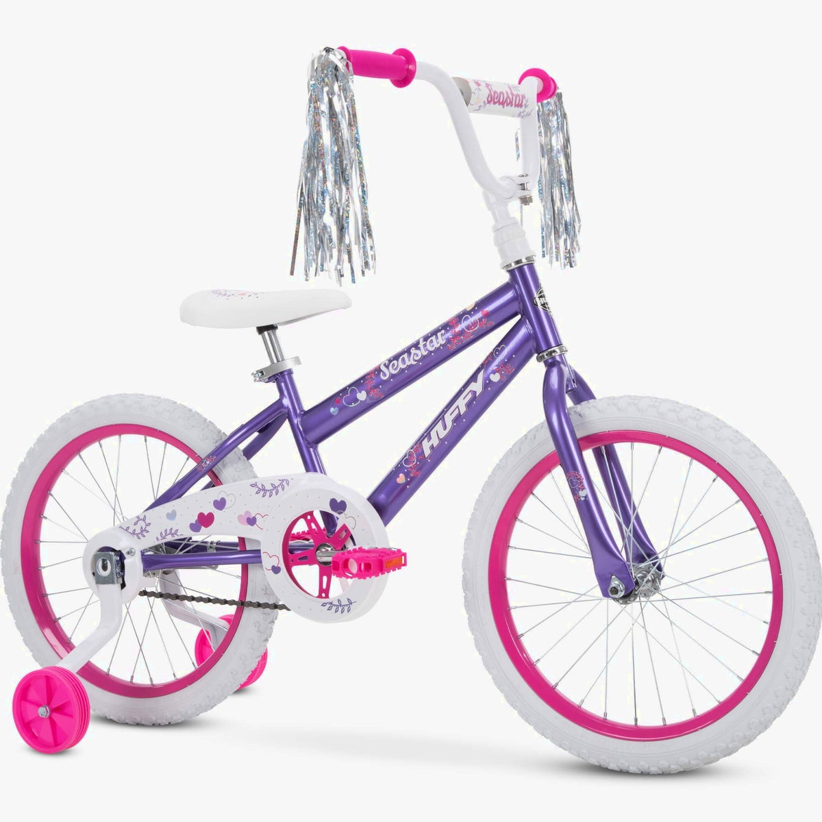 Huffy Sea Star 18in Kids Bicycle, Purple, Ages 4+, Training Wheels, Single-Speed