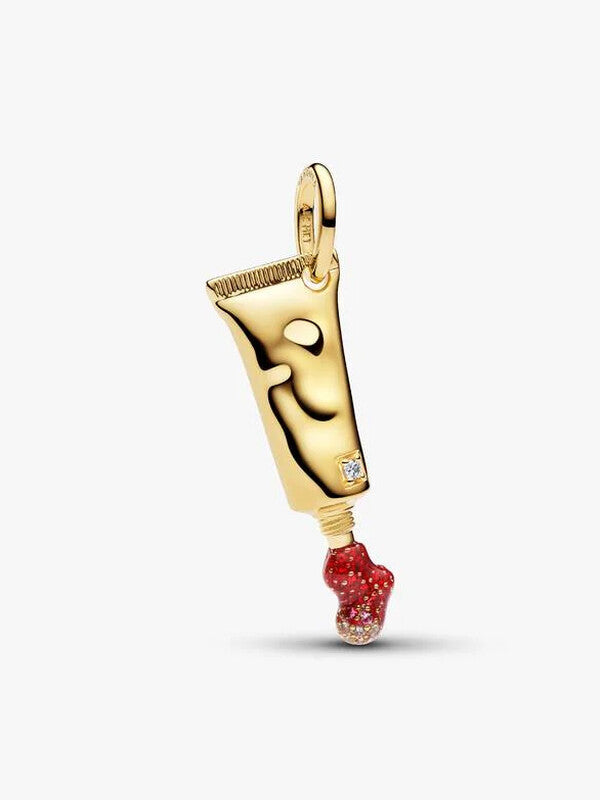 Lipstick Tube Dangle Charm - Gold