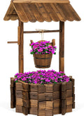 Best Choice Products Rustic Wooden Wishing Well Planter With Hanging Bucket - 21.5 x 21.5 x 45.5 in