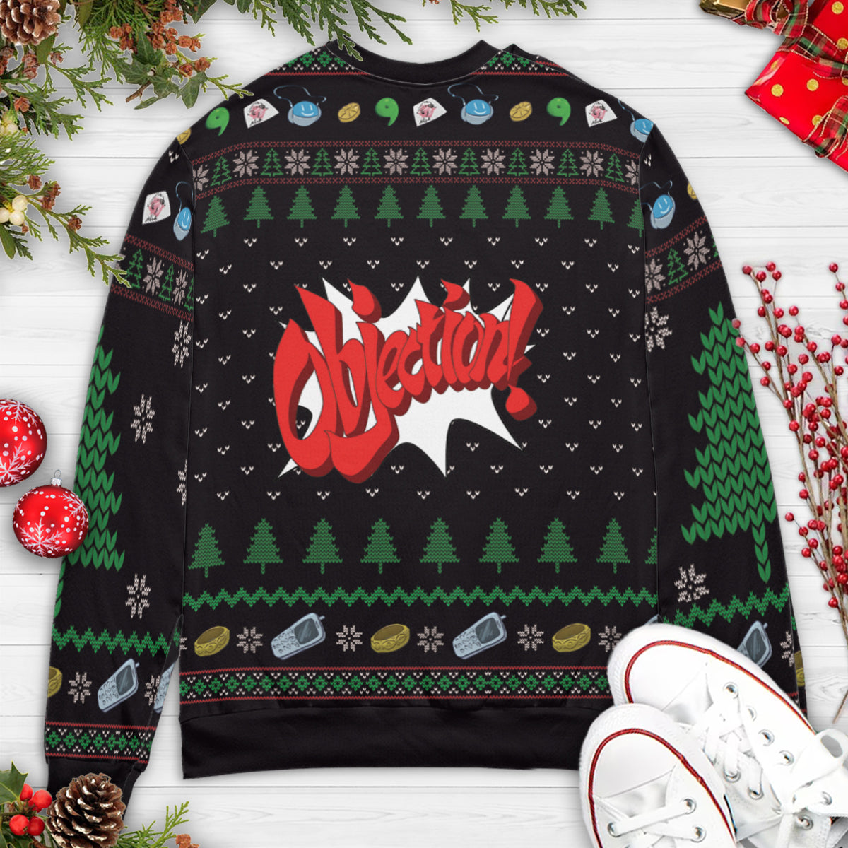 Ace Attorney Christmas Meme Ugly Christmas Sweatshirt