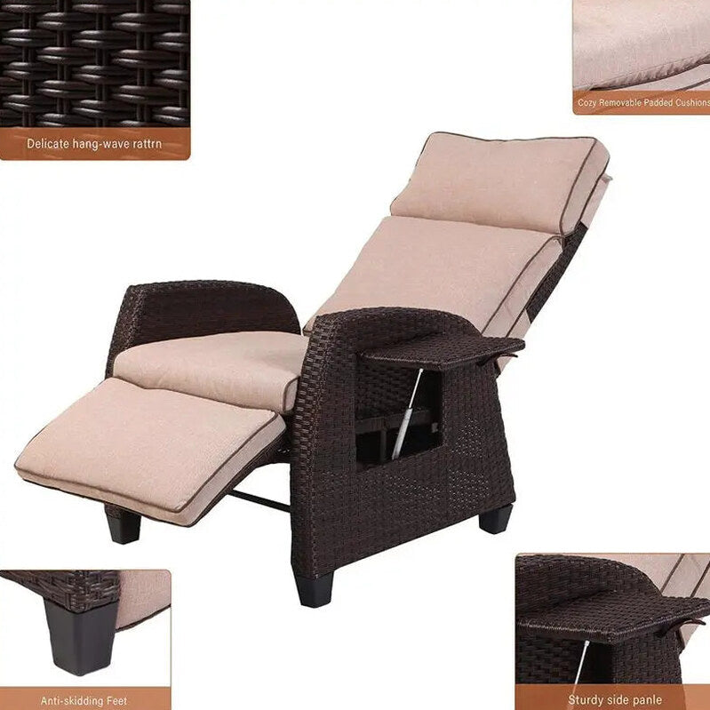 Weatherproof Outdoor Recliner Chair - 330 lbs Capacity, Steel Frame