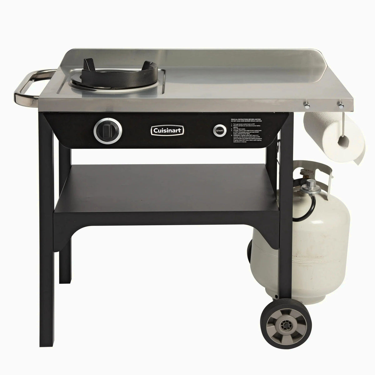 Cuisinart Outdoor Wok Station With Prep Table, 50,000 BTU, 14 inch Carbon Steel Wok - Black