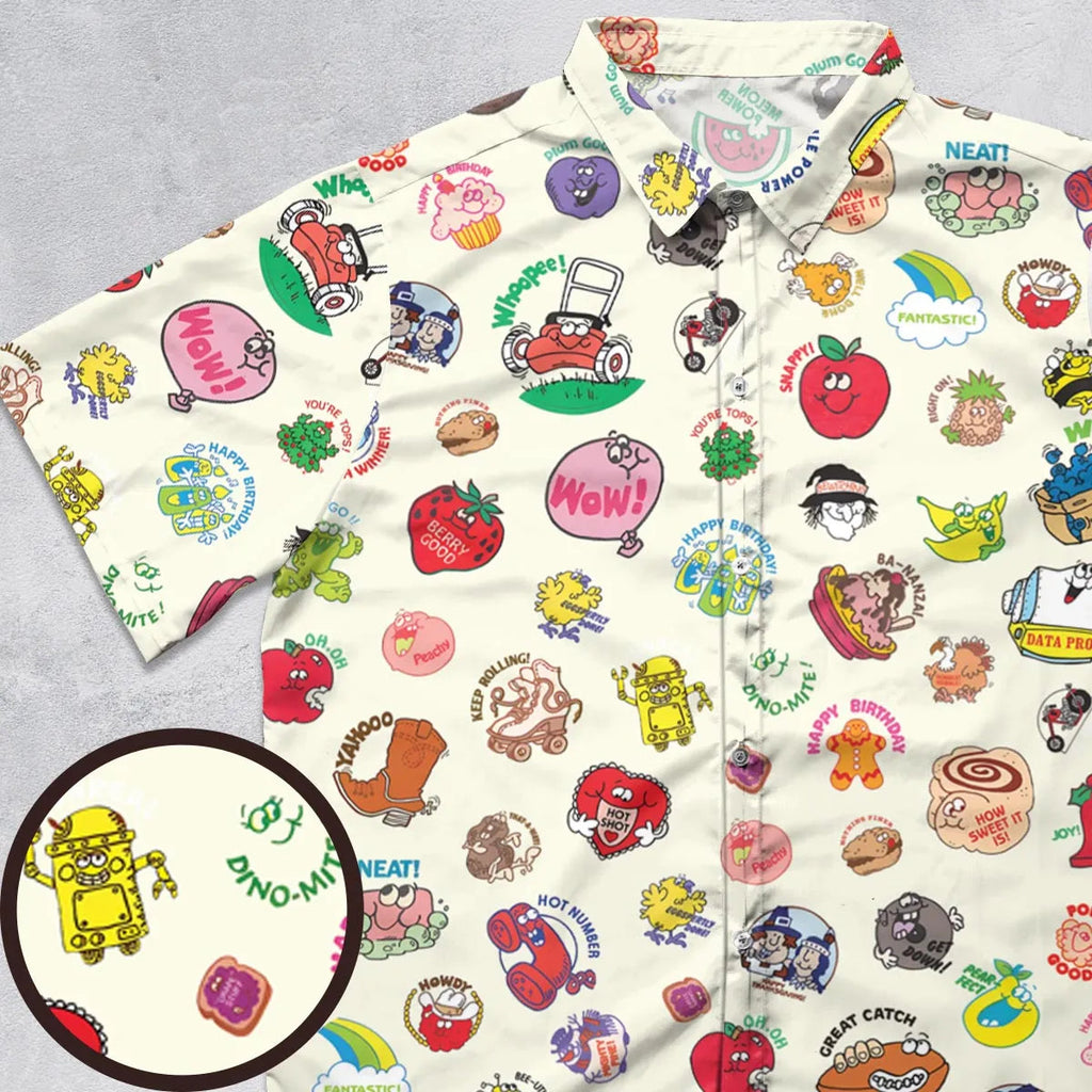 Vintage Trend Matte Scratch & Sniff Button Down Shirt