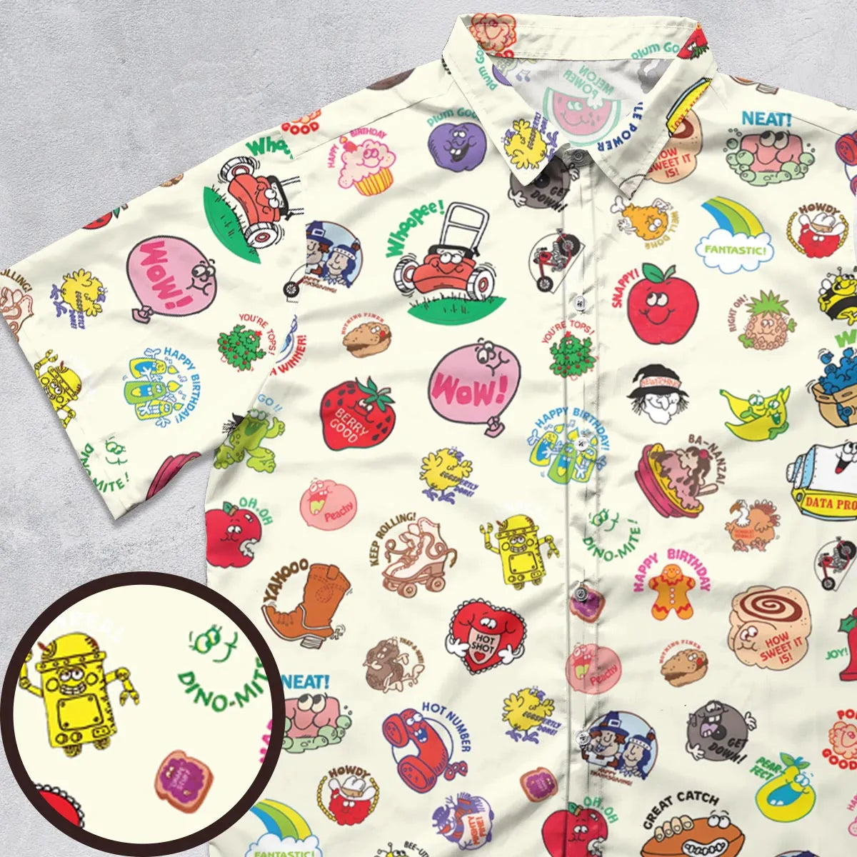 Vintage Trend Matte Scratch & Sniff Button Down Shirt