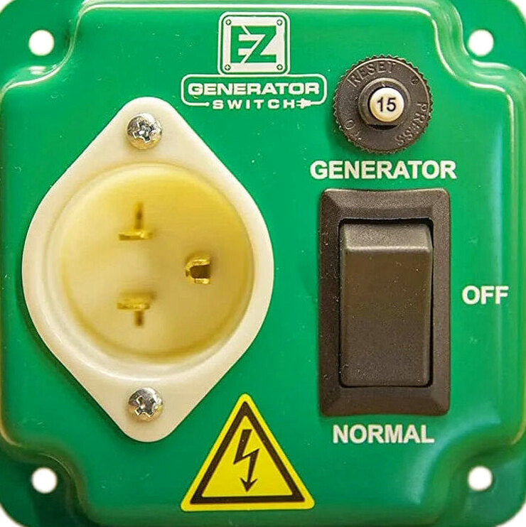 EZ Generator Switch 15A 125V Green Manual Transfer Electrical Switch