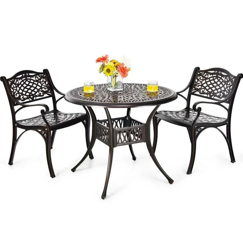 All-Weather Cast Aluminum Outdoor Dining Chairs, Set Of 2 - 23 in x 22 in x 32.5 in