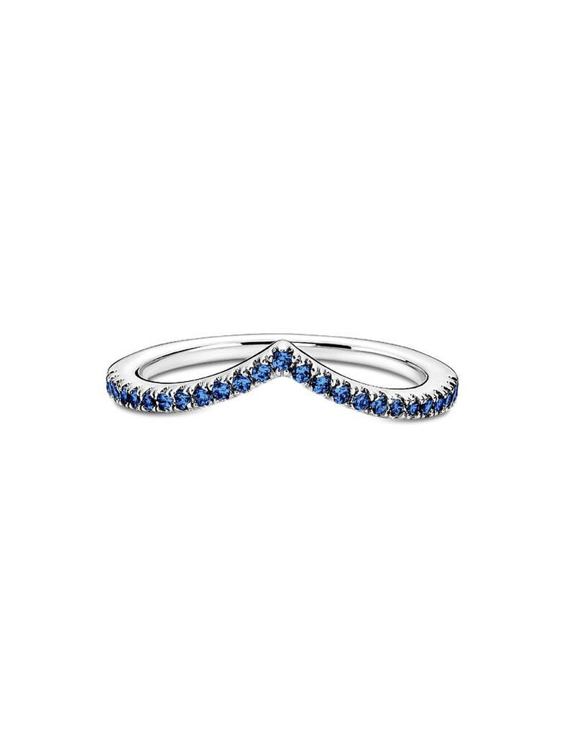 Sterling Silver Blue Wishbone Ring