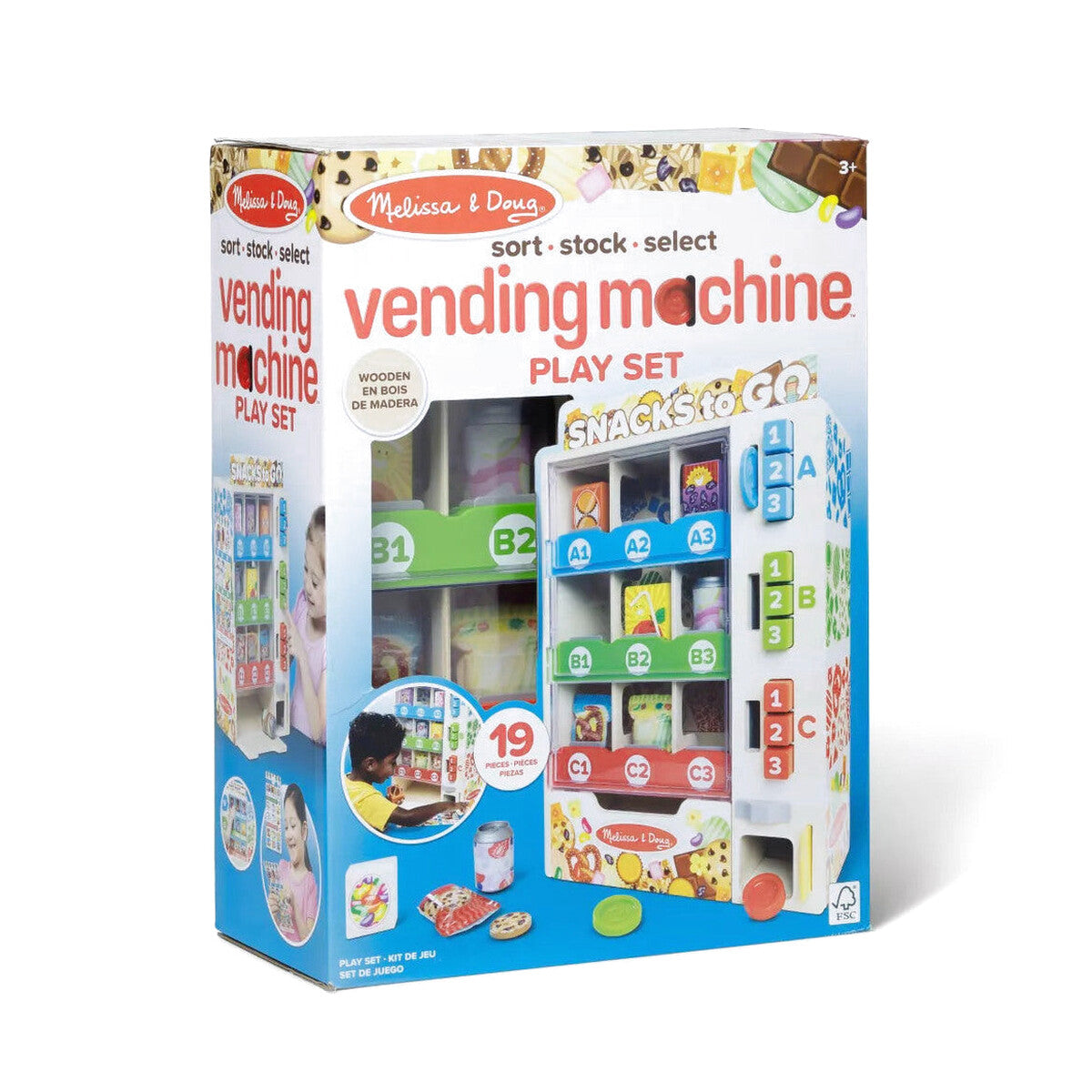 Melissa & Doug Wooden Vending Machine Play Set, 17-Piece - Ages 3-6