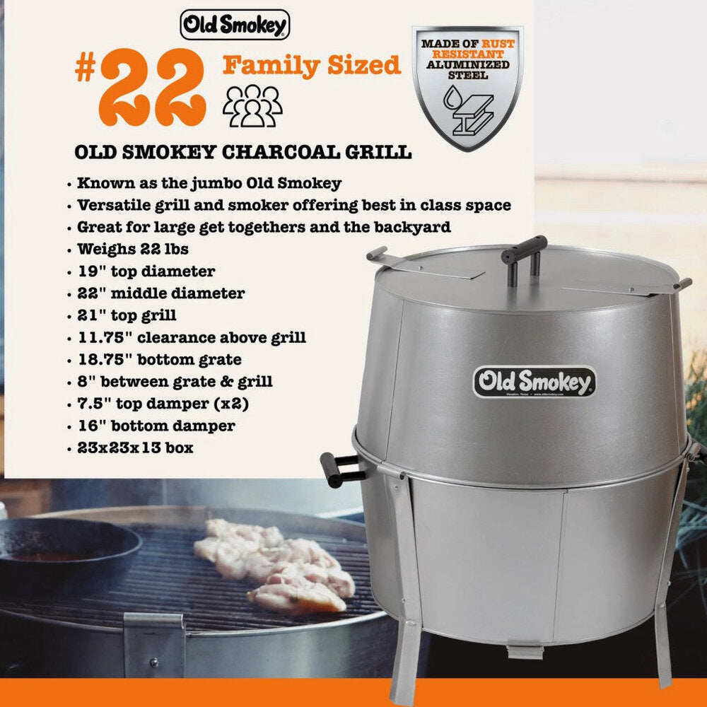 Old Smokey 22 Inch Portable Charcoal Grill - #22
