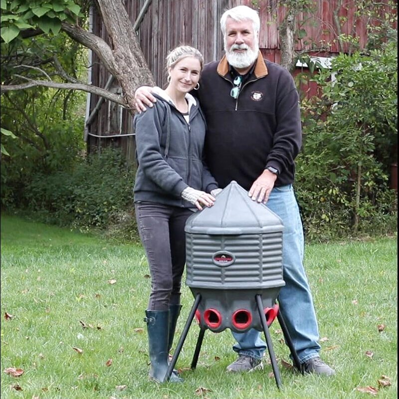 80lb Poultry Feeder, Adjustable Height, UV Stable, Weather Resistant, 8 Ports, Made In USA