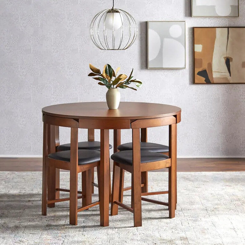 Tobey Harrisburg 5-Piece Round Dining Set, Table 29.6H x 41.3W x 41.3D, Chair 28.75H x 16.5W x 16.5D