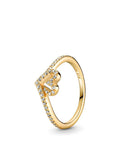 Gold-Plated Heart Wishbone Ring