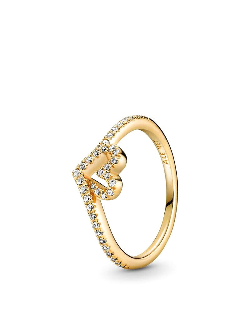 Gold-Plated Heart Wishbone Ring