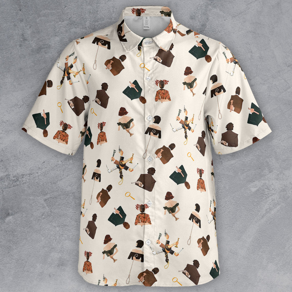 Clue The Movie Characters Pattern Button Down Shirt